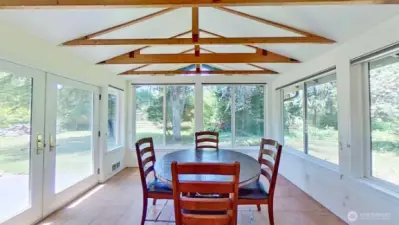 Sun room adjacent to family room
