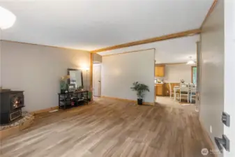 Living room with vaulted ceiling