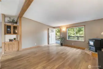 Living room with access to back deck