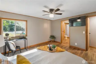 Primary bedroom leading into on suite