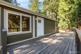 Back deck with door to living room