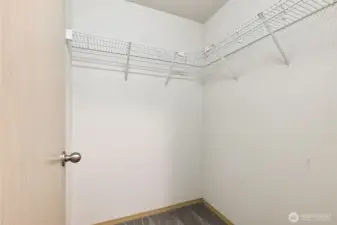 Walk in closet in Primary suite. There's also a second closet in the primary bedroom.