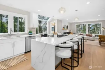 Chef’s Kitchen & Island with Lake Views