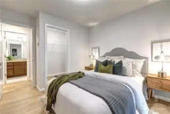 Large bedroom on lower with walk-in closet.