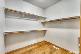 Walk in closet is spacious.