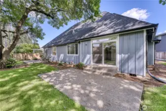 Relax on the patio in the shade of the Oak Tree.  Perfect for warm summer afternoons.