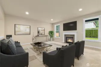 Virtually staged with cozy plenty of natural light for entertaining guests.