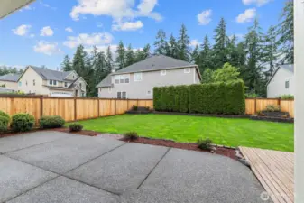 Wonderfully landscaped outdoor entertaining patio space.