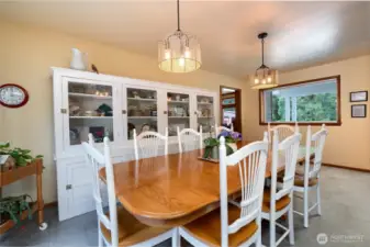Dining room accommodates a large table perfect for entertaining dinner guests.