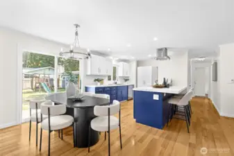 Dining Room with view of backyard, Kitchen