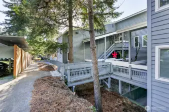 Only 3 steps down to entry landing from parking/carport areas