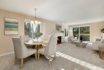 Large dining space + counter at kitchen pass-through