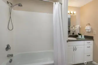 Main bath area w/ tub/shower & supplemental heater for your comfort