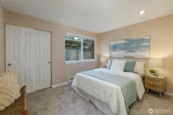 Large second bedroom with 2 full sized closets