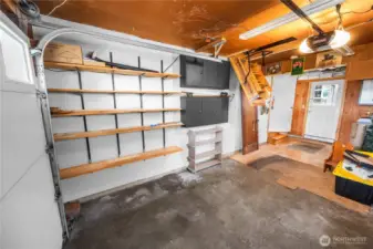 garage has additional storage in the attic