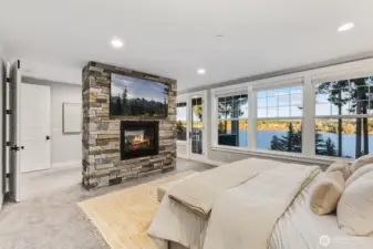 Hotel inspired suite with gas firelpace