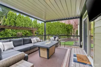 Enjoy entertaining on the covered deck year-round