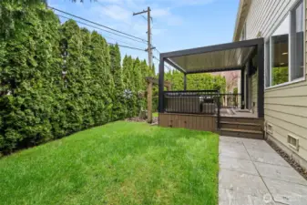 Fenced backyard with room to relax and play