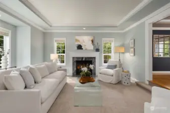 A formal living room adjacent to the  entrance, ideal for hosting guests and  gatherings.