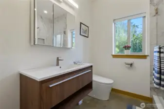 Freshly renovated lower level 3/4 bath