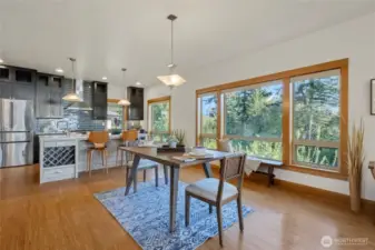 Main level open concept dining and kitchen views