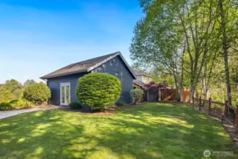 Detached garage/media room.