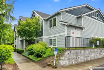 Condo Unit #204 is found in Building 1413 on the 2nd floor and can be accessed via stairways on either side of the building.