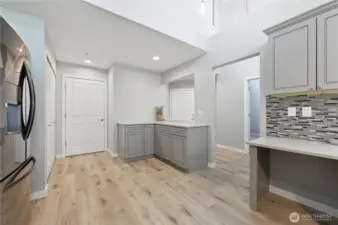 open kitchen with desk area