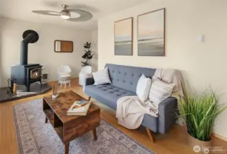 Watch the winter storms while listening to a crackling fire.