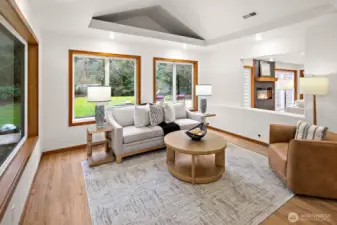 The family room off the kitchen is intimate and inviting!