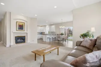 great room concept with gas fireplace