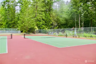 Tennis courts next to garden