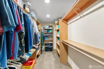 Oversized Primary walk-in closet.
