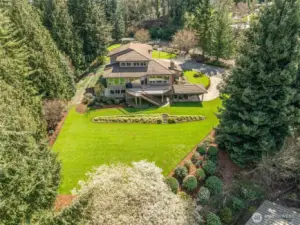 Aerial view back of home.  Professional/Commercial irrigation system
