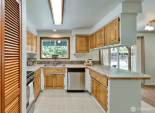 New counter tops and the perfect view out the window.