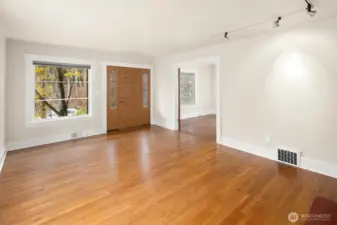 Entry into the spacious living room.