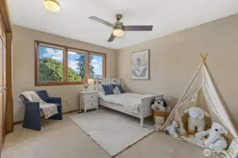 Bedroom number two is well sized and has territorial views of the back yard.