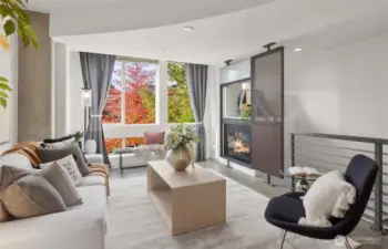 Living room featuring gas fireplace