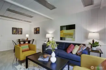 Here we are! Ample space for a couch and chairs, as well as your favorite games. Could you fit a foosball table over there? Air hockey? Set up your craft area? Create a homework space? Add your own Wine fridge along the far wall, with a countertop for preparing nibbles?