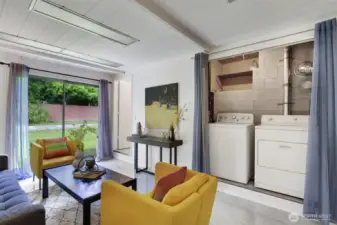 Your laundry machines are tucked into a closet space, easy to hide it away!