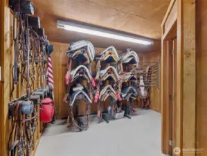 Tack room and half bathroom in barn