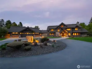 The grounds have landscape lighting throughout its beautifully landscaped grounds.