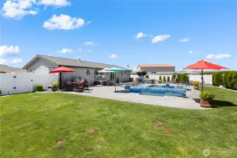 Fully fenced backyard.