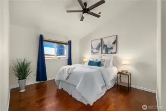 Large primary suite with walk in closed and private bath