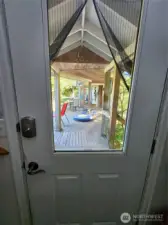 ADU entrance looking out to covered deck to main home