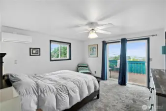 Upstairs bedroom #2 with its own sliding doors