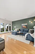 Double doors open to private patio