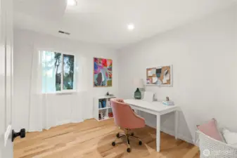 Bedroom/office on main floor with 3/4 bath just across the hall