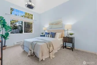 Primary suite w/ upgraded ceiling fixture