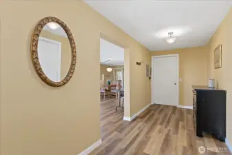 Downstairs entrance. the door straight ahead goes into the bathroom.